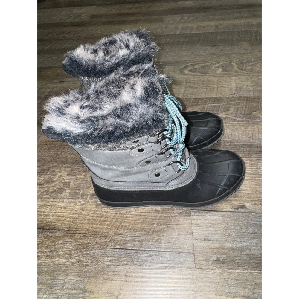 Khombu Kerigan Snow Boots Women's Size 5.5 Black Gray Waterproof Thermolite